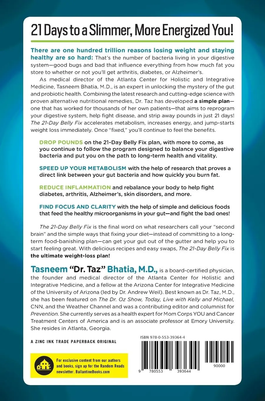 Rückseite: 9780553393644 | The 21-Day Belly Fix | Tasneem Bhatia | Taschenbuch | Englisch | 2014
