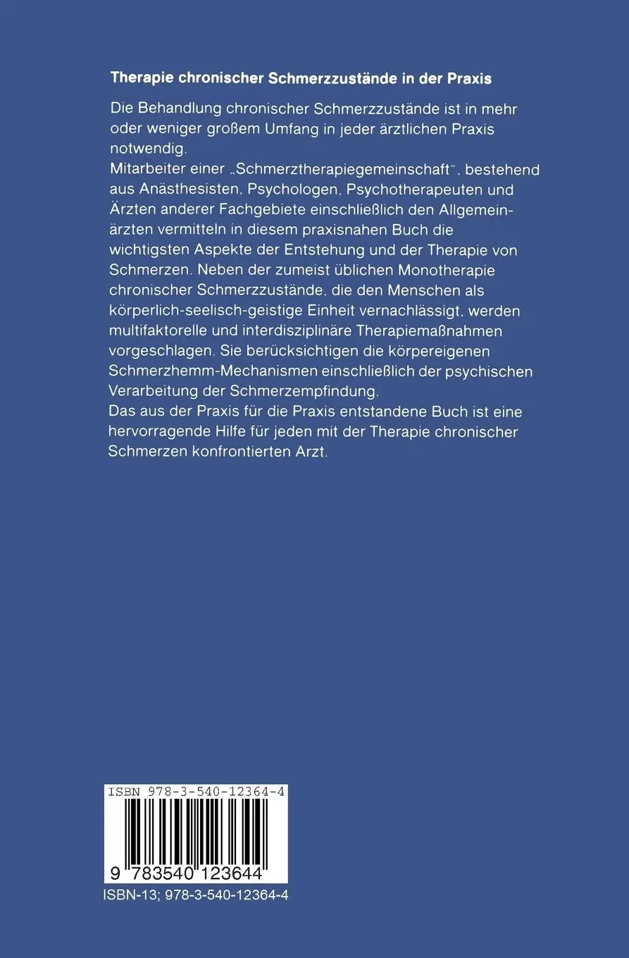 Rückseite: 9783540123644 | Therapie chronischer Schmerzzustände in der Praxis | W. Pongratz | x