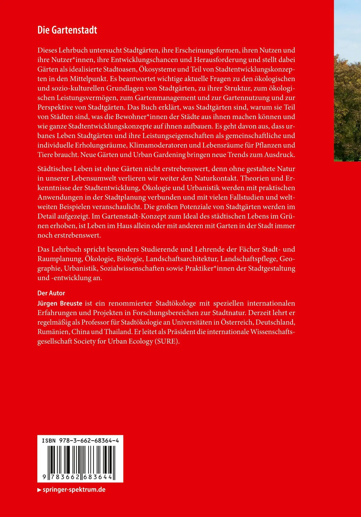 Rückseite: 9783662683644 | Die Gartenstadt | Jürgen Breuste | Taschenbuch | x | Deutsch | 2024