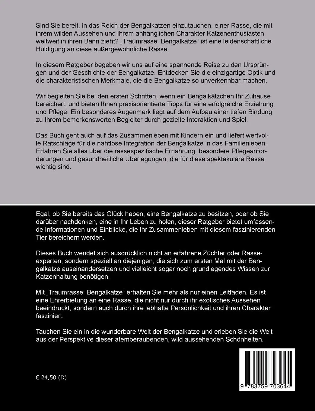 Rückseite: 9783759703644 | Traumrasse Bengalkatze | Karin Kramer | Taschenbuch | 172 S. | Deutsch