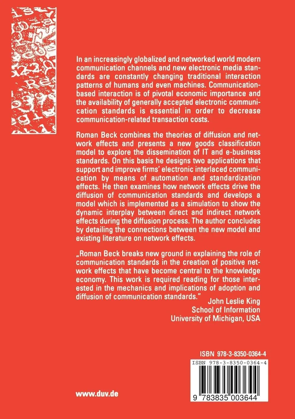 Rückseite: 9783835003644 | The Network(ed) Economy | Roman Beck | Taschenbuch | xxvii | Englisch