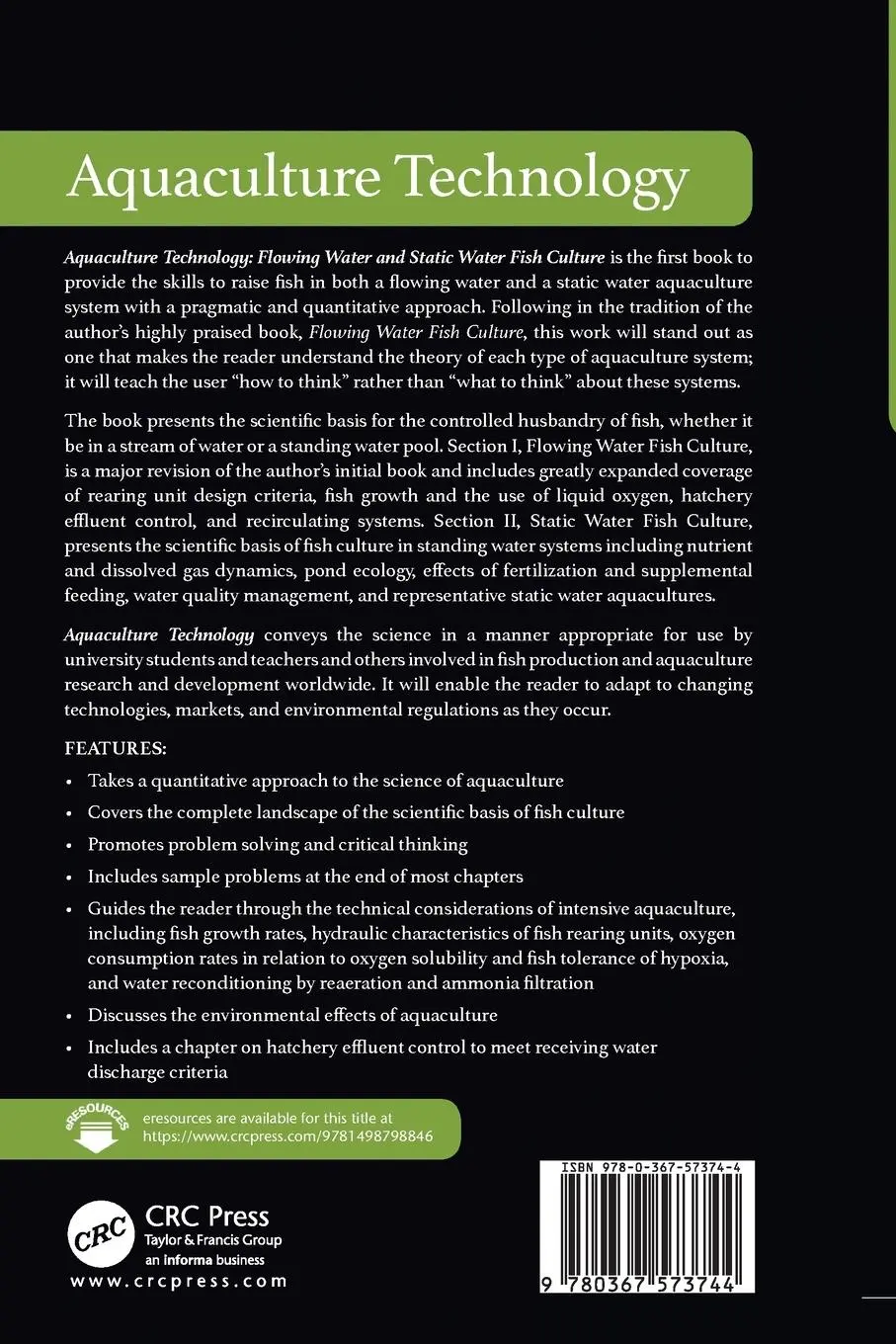 Rückseite: 9780367573744 | Aquaculture Technology | Flowing Water and Static Water Fish Culture