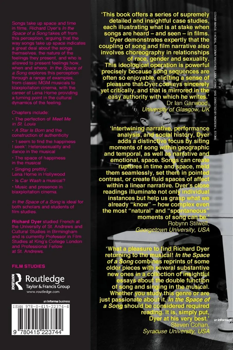 Rückseite: 9780415223744 | In The Space Of A Song | The Uses of Song in Film | Richard Dyer