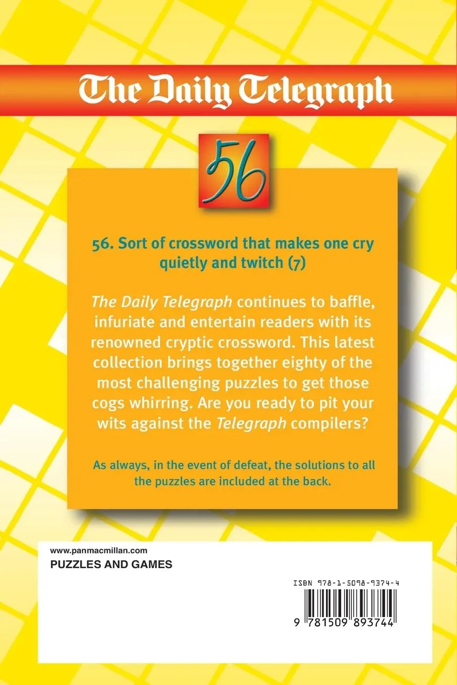 Rückseite: 9781509893744 | The Daily Telegraph Cryptic Crossword Book 56 | Limited | Taschenbuch