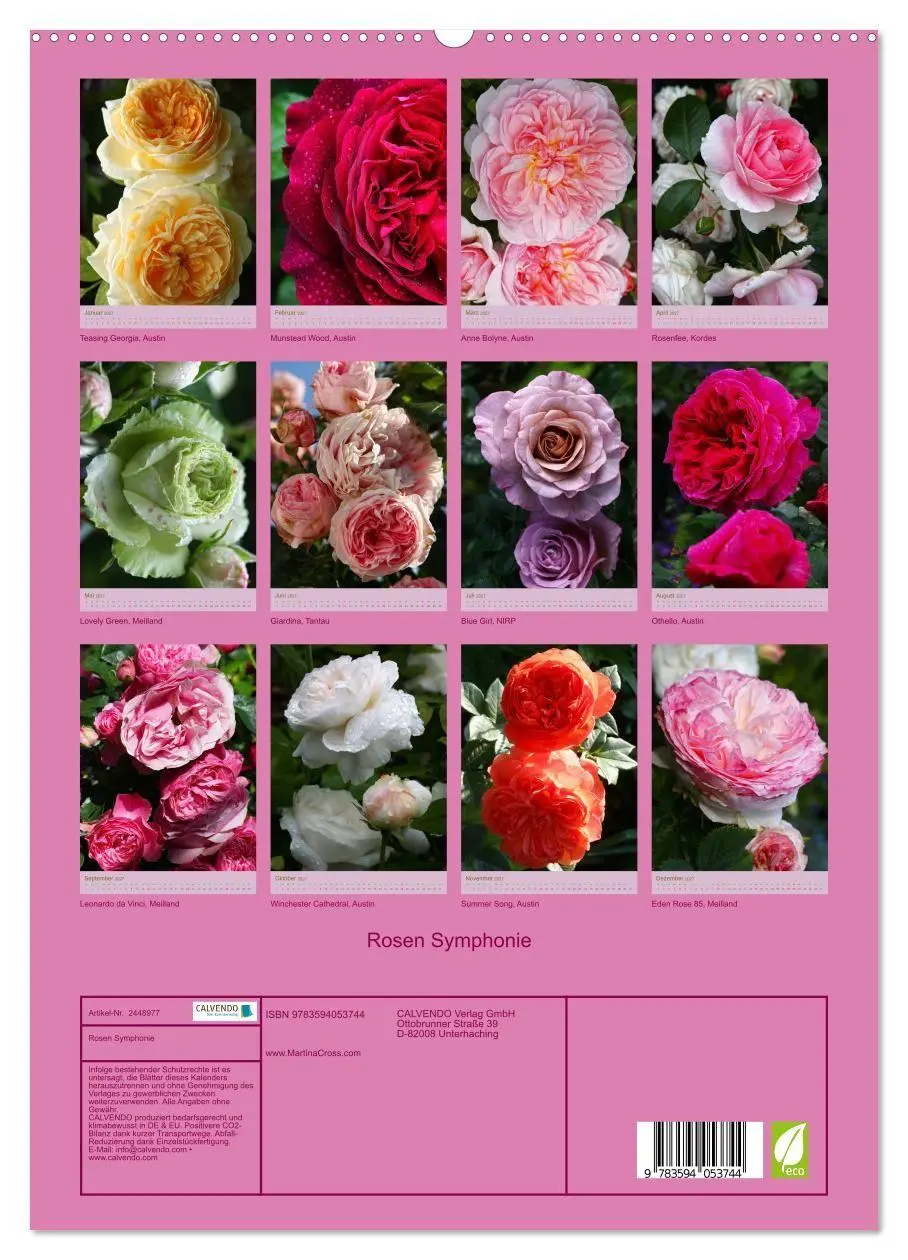 Bild: 9783594053744 | Rosen Symphonie (hochwertiger Premium Wandkalender 2027 DIN A2...