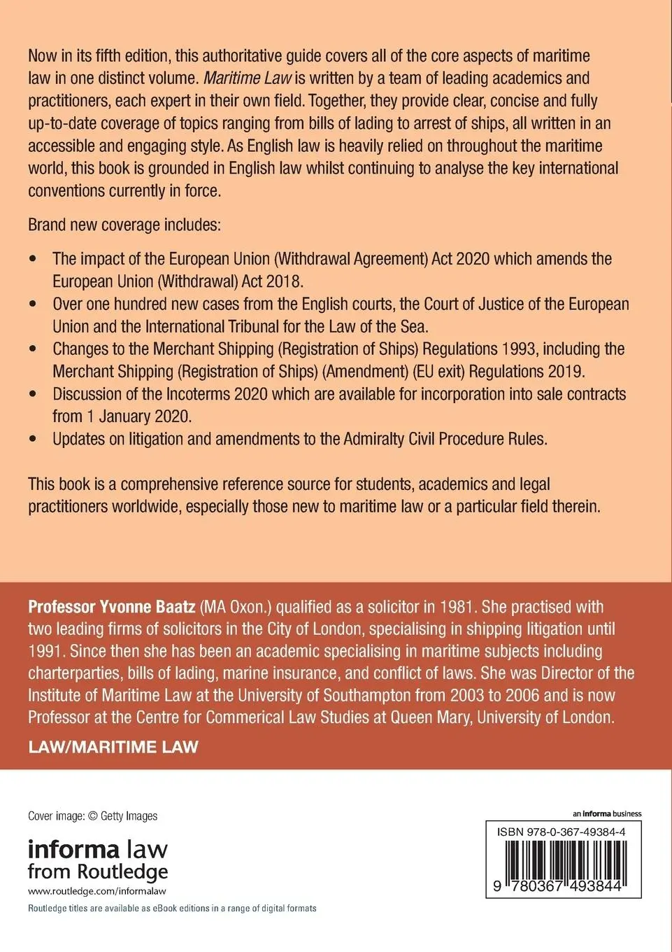Rückseite: 9780367493844 | Maritime Law | Yvonne Baatz | Taschenbuch | Einband - flex.(Paperback)