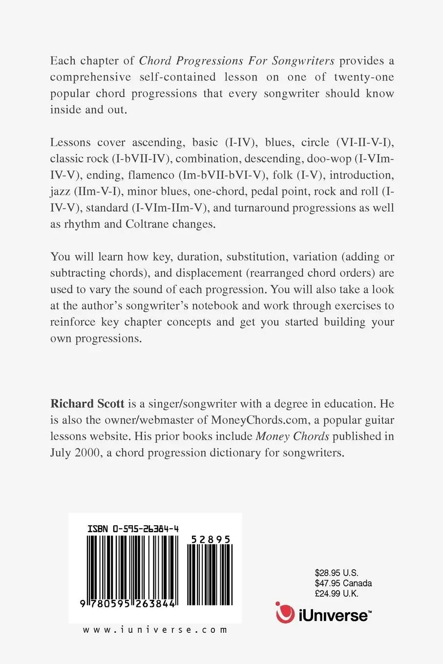 Rückseite: 9780595263844 | Chord Progressions For Songwriters | Richard J. Scott | Taschenbuch
