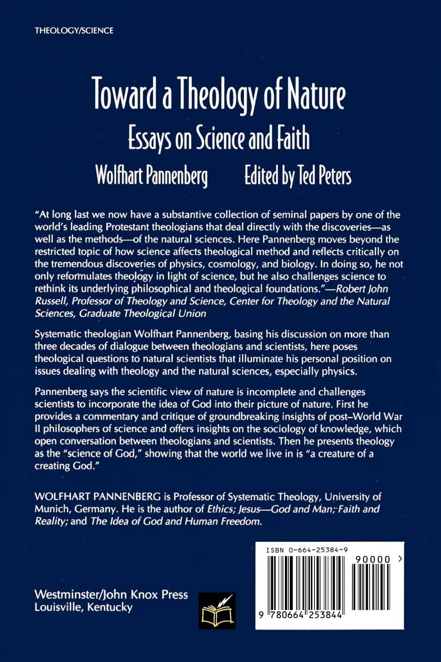 Rückseite: 9780664253844 | Toward a Theology of Nature | Essays on Science and Faith | Pannenberg