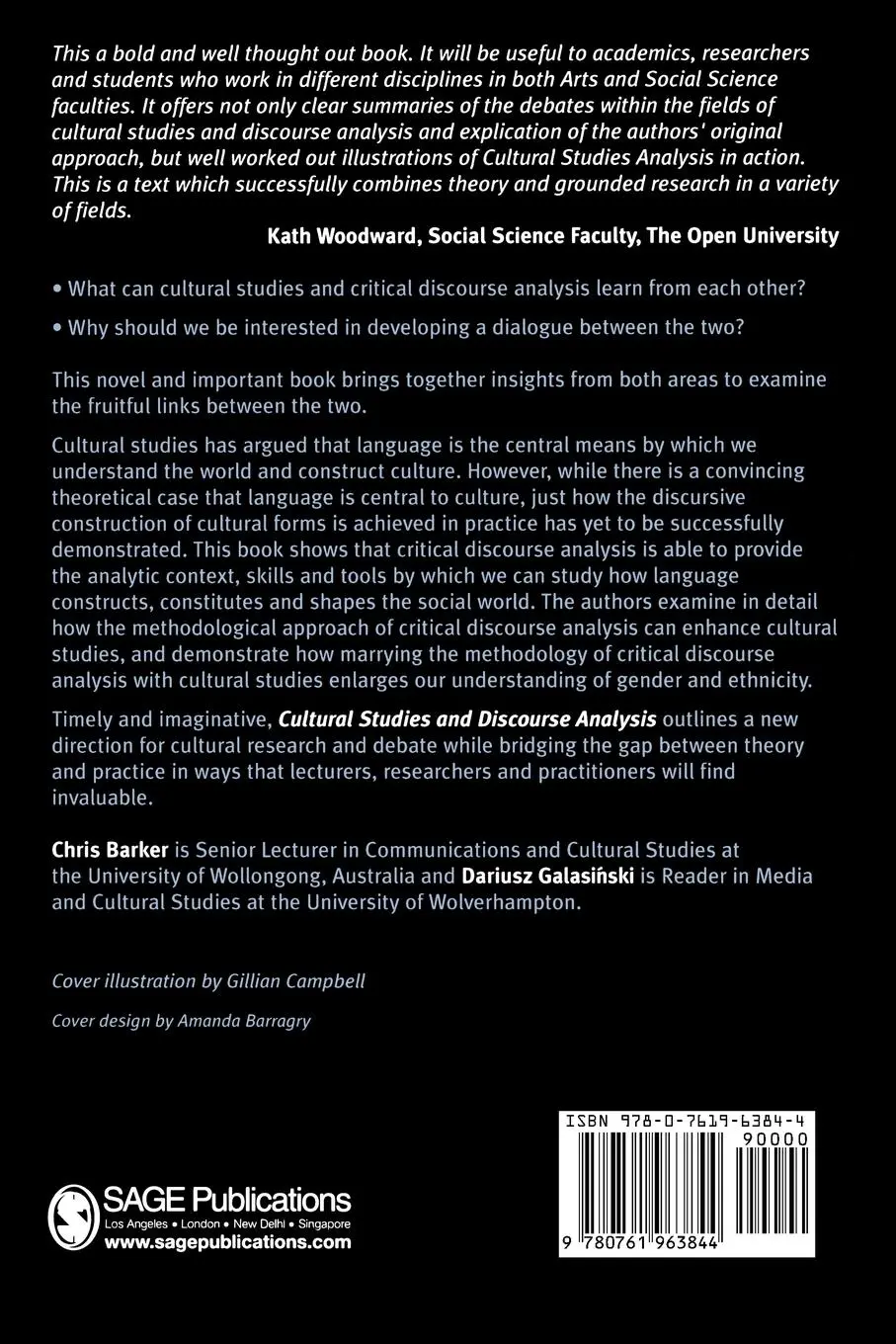 Rückseite: 9780761963844 | Cultural Studies and Discourse Analysis | Chris Barker (u. a.) | Buch