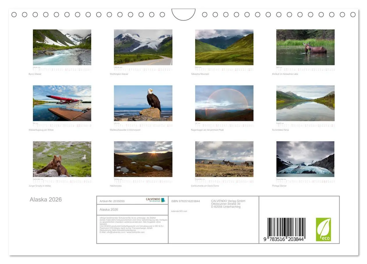Bild: 9783516203844 | Alaska 2026 (Wandkalender 2026 DIN A4 quer), CALVENDO Monatskalender