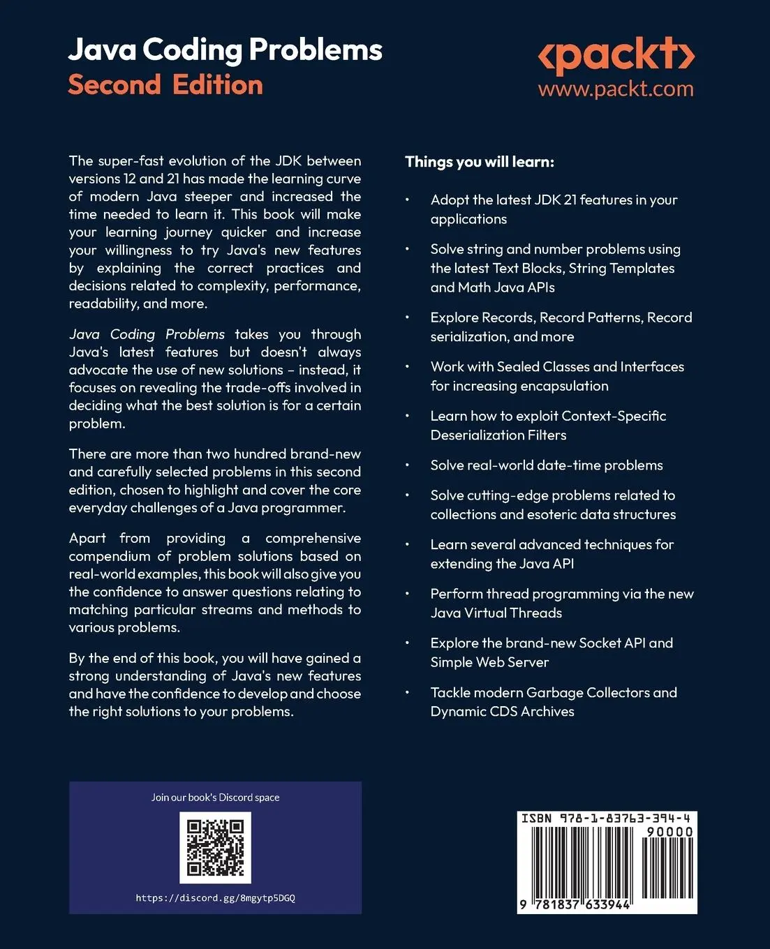 Rückseite: 9781837633944 | Java Coding Problems - Second Edition | Anghel Leonard | Taschenbuch