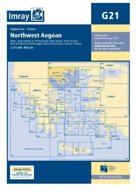 Cover: 9781846233944 | Imray Chart G21 | Northwest Aegean Sea | Imray | (Land-)Karte | 2012