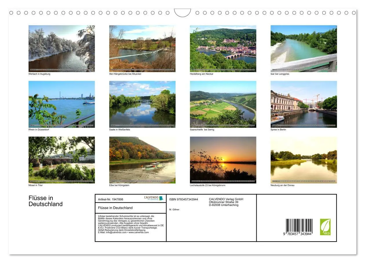 Bild: 9783457343944 | Flüsse in Deutschland (Wandkalender 2026 DIN A3 quer), CALVENDO...