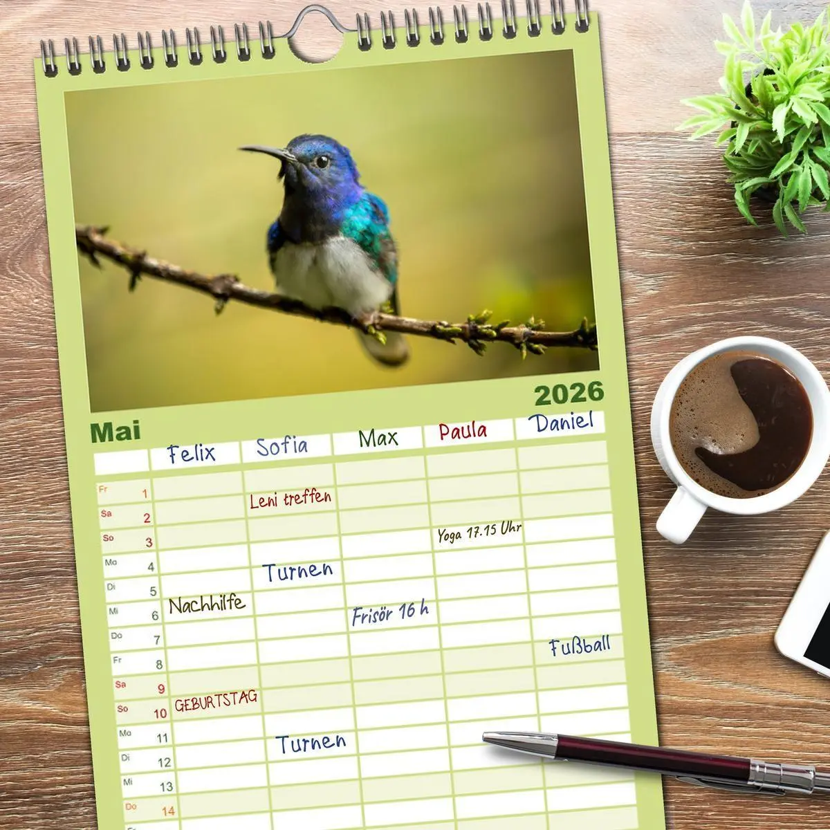 Bild: 9783516503944 | Familienplaner 2026 - Zauberhafte Kolibris in Costa Rica mit 5...