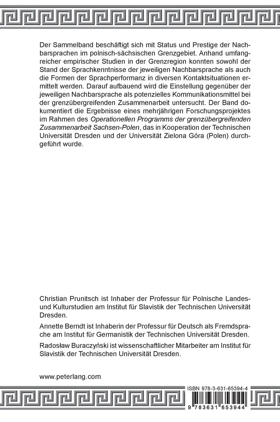 Rückseite: 9783631653944 | Sprache als Schlüssel zur Zusammenarbeit | Christian Prunitsch (u. a.)