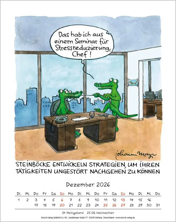 Bild: 9783731883944 | Steinbock 2026 | Verlag Korsch | Kalender | Spiralbindung | 13 S.