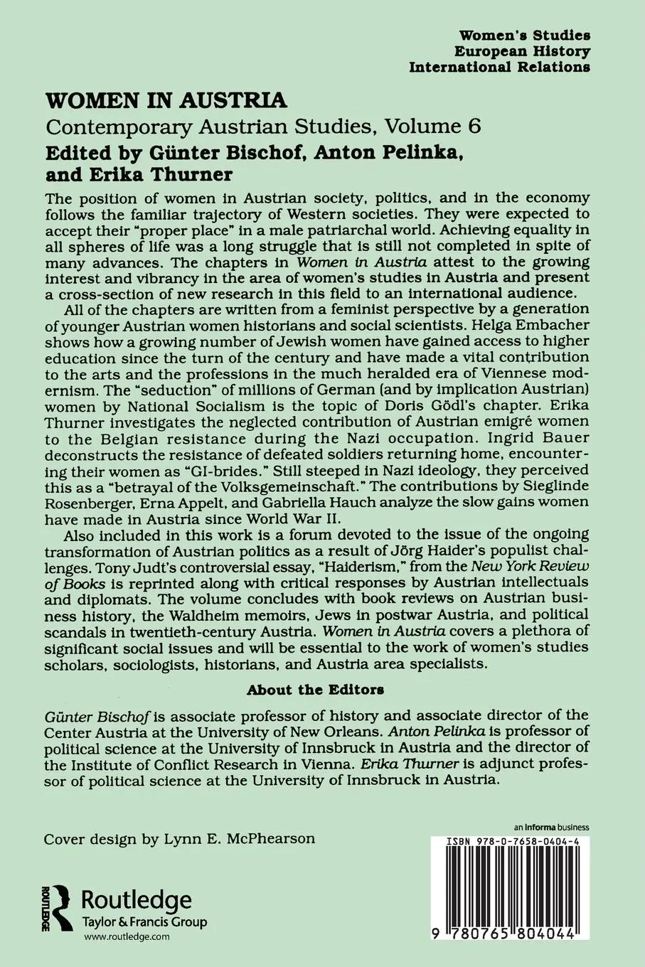 Rückseite: 9780765804044 | Women in Austria | Gunter Bischof | Taschenbuch | Englisch | 1998