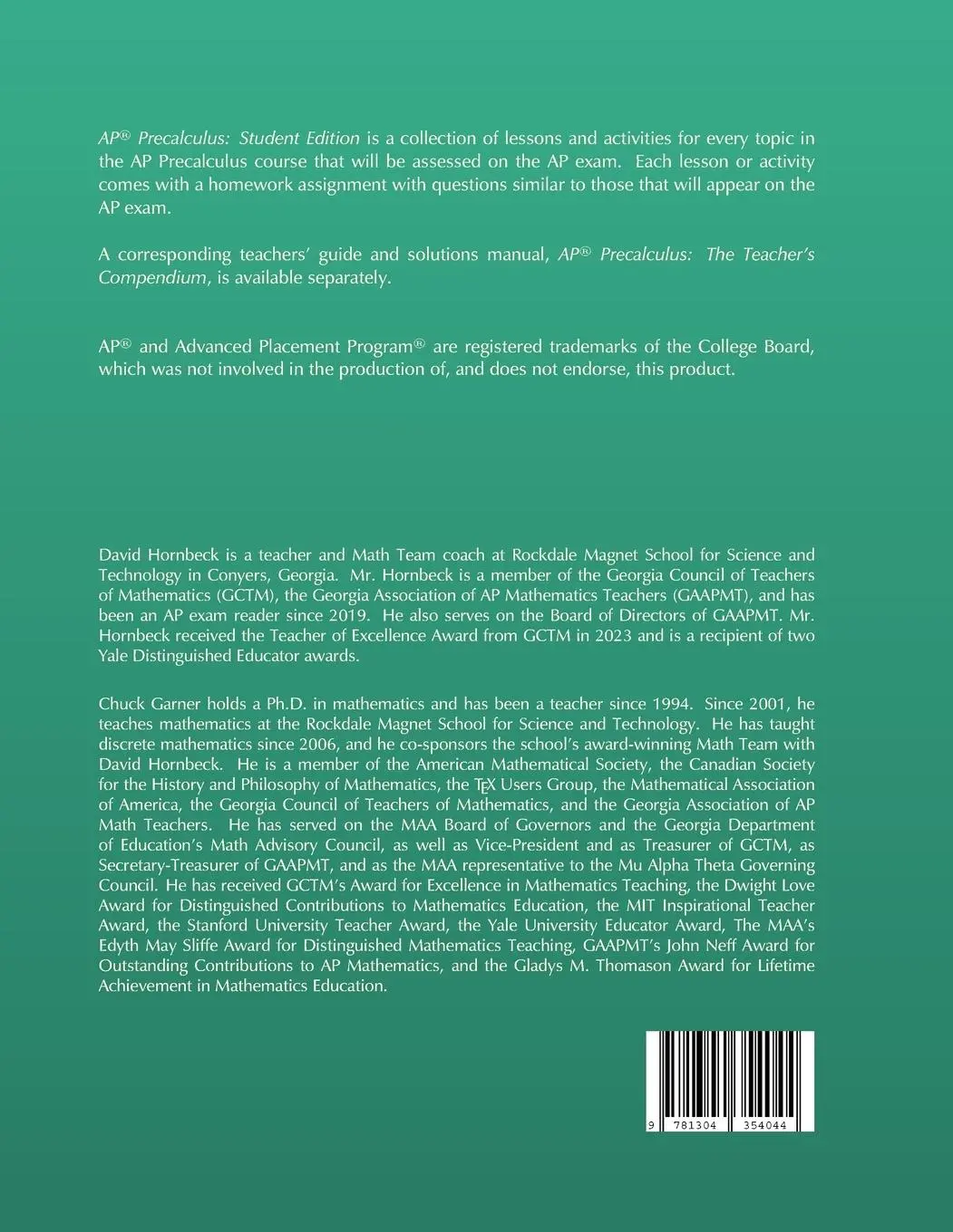 Rückseite: 9781304354044 | AP Precalculus | Student Edition | David Hornbeck (u. a.) | Buch
