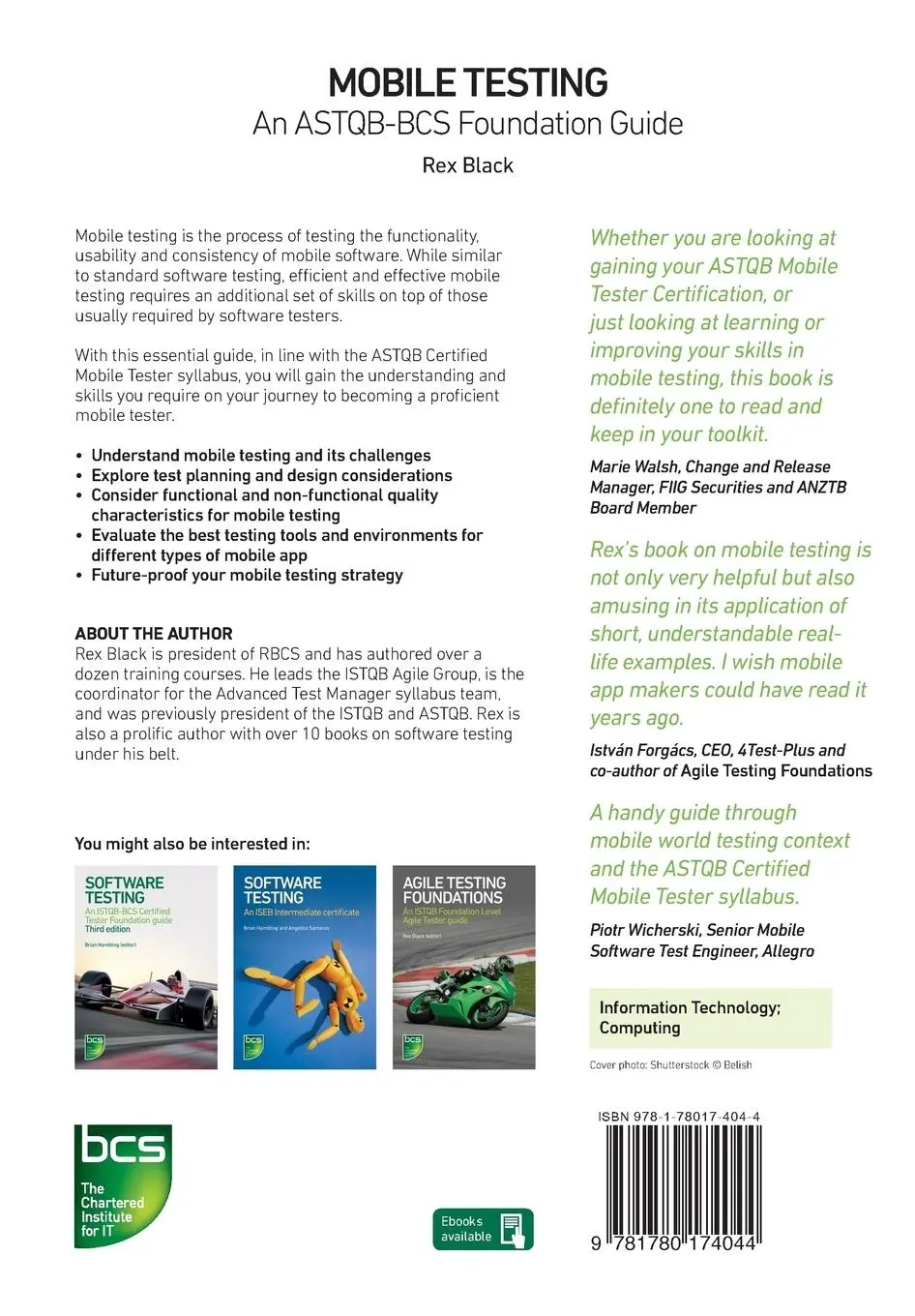 Rückseite: 9781780174044 | Mobile Testing | An ASTQB-BCS Foundation guide | Rex Black | Buch