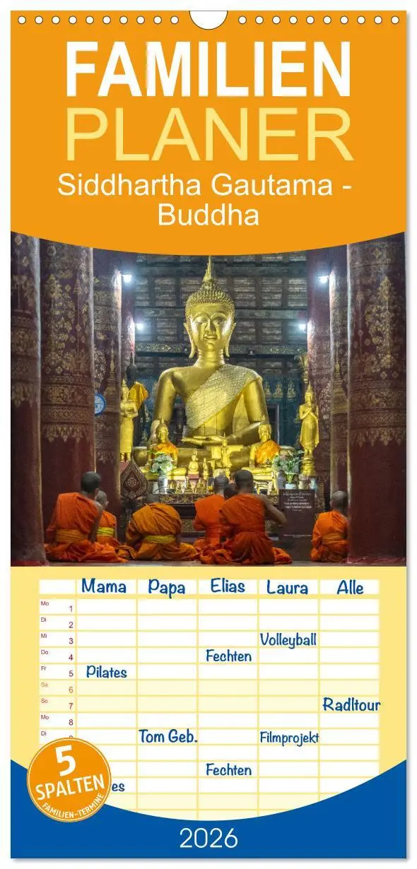 Cover: 9783516494044 | Familienplaner 2026 - Siddhartha Gautama - Buddha mit 5 Spalten...