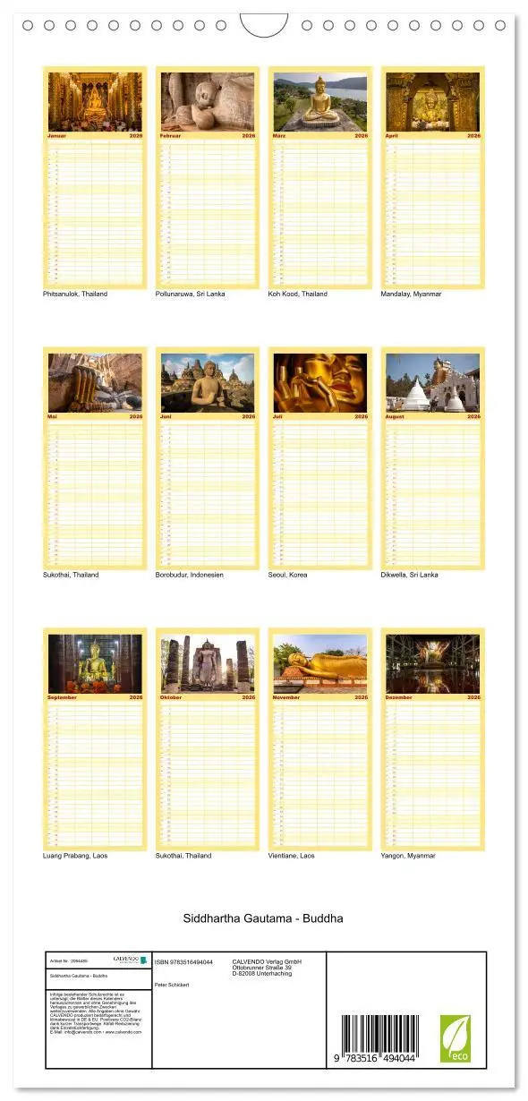 Bild: 9783516494044 | Familienplaner 2026 - Siddhartha Gautama - Buddha mit 5 Spalten...