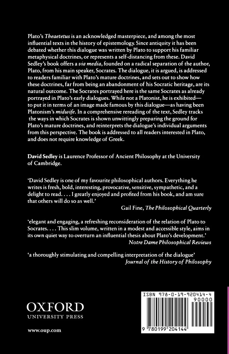 Rückseite: 9780199204144 | The Midwife of Platonism | Text and Subtext in Plato's Theaetetus