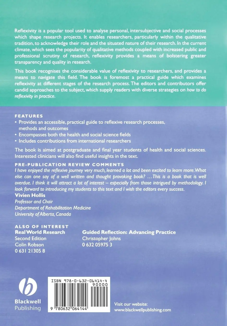 Rückseite: 9780632064144 | Reflexivity | Linda Finlay (u. a.) | Taschenbuch | Englisch | 2003
