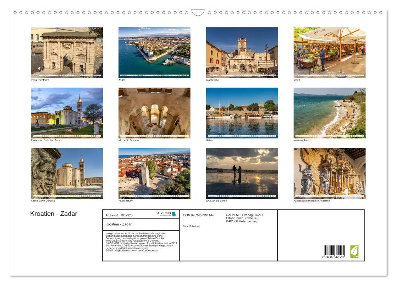 Bild: 9783457394144 | Kroatien - Zadar (Wandkalender 2026 DIN A2 quer), CALVENDO...