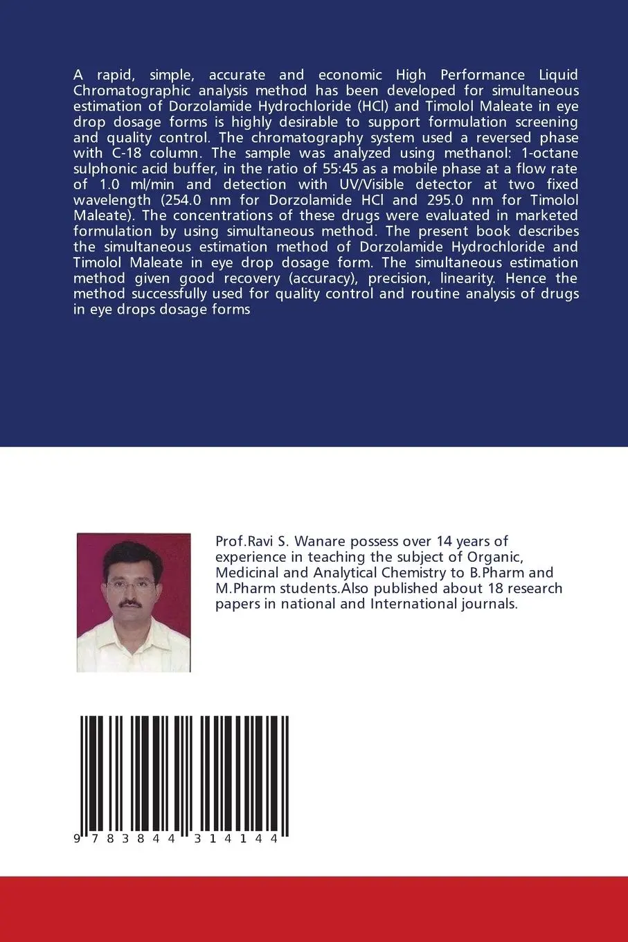 Rückseite: 9783844314144 | Estimation of Dorzolamide and Timolol in Eye Drops by a RP-HPLC Method