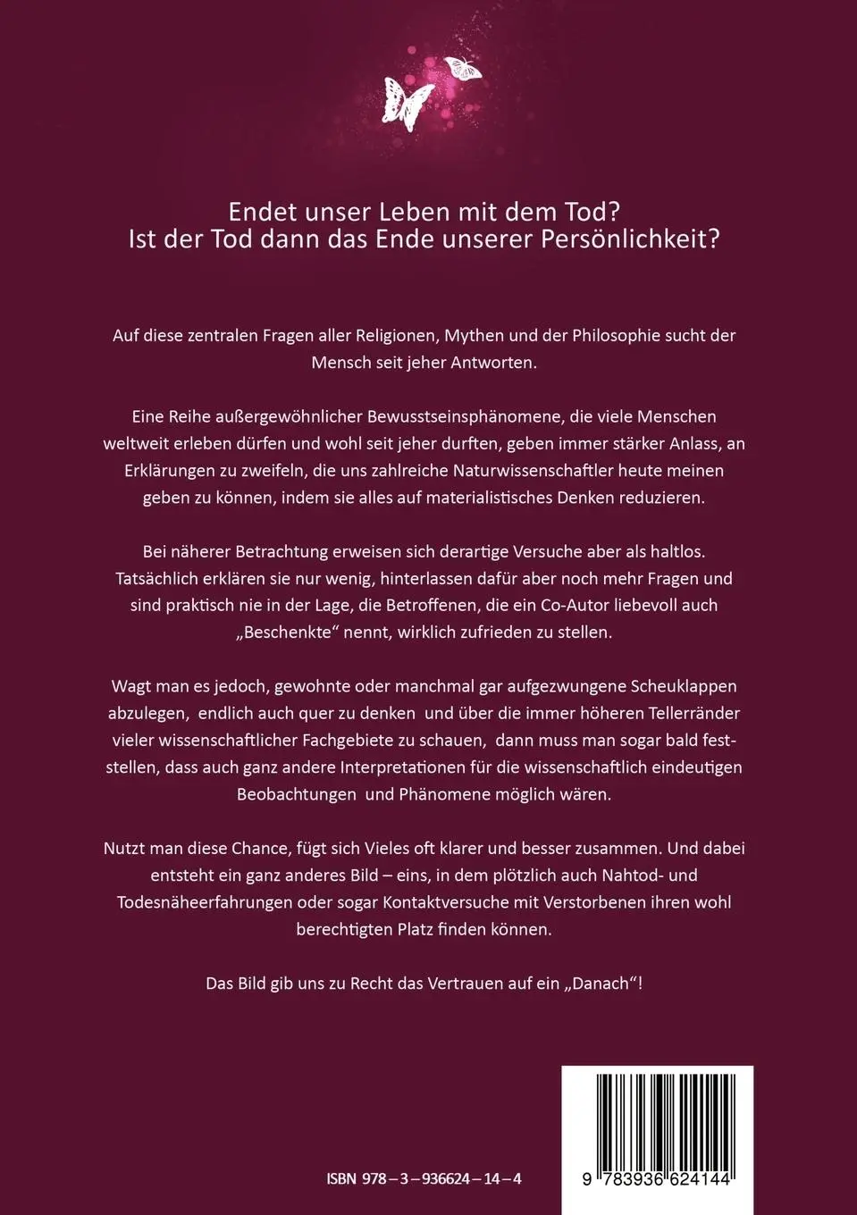 Rückseite: 9783936624144 | Schnittstelle Tod | Warum auf ein Danach vertrauen? | Walter van Laack