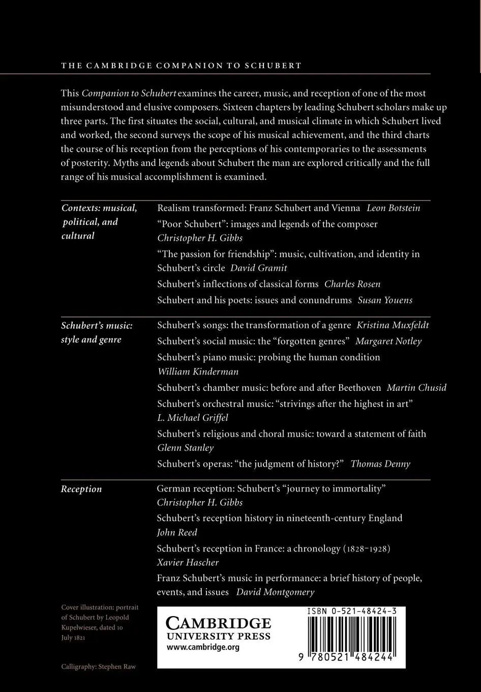 Rückseite: 9780521484244 | The Cambridge Companion to Schubert | Christopher H. Gibbs (u. a.)