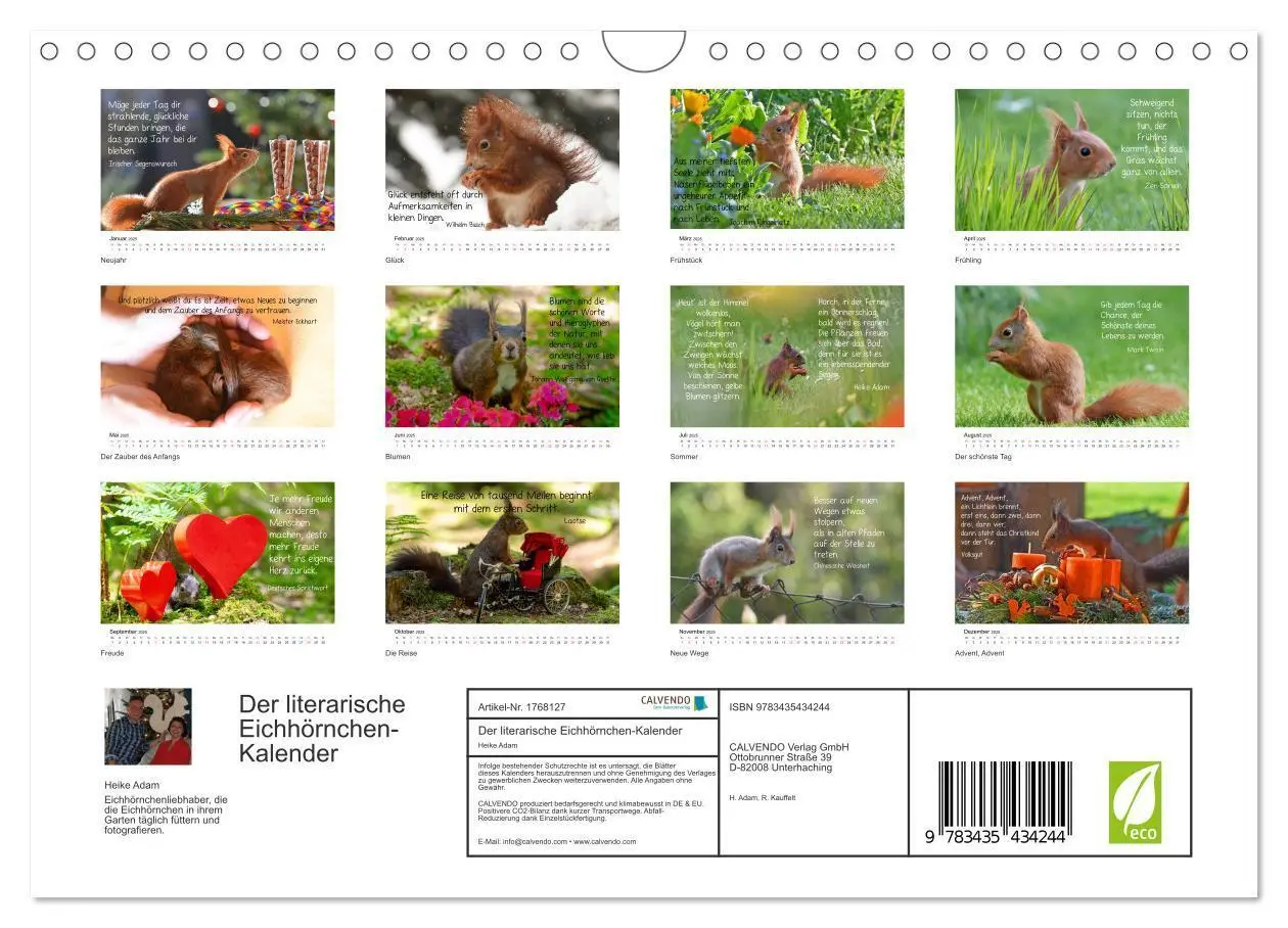 Bild: 9783435434244 | Der literarische Eichhörnchen-Kalender (Wandkalender 2025 DIN A4...