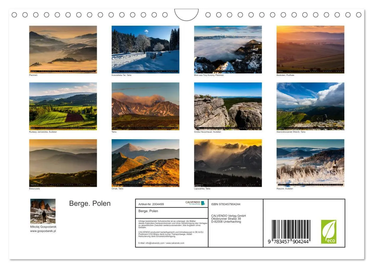 Bild: 9783457904244 | Berge. Polen (Wandkalender 2026 DIN A4 quer), CALVENDO Monatskalender