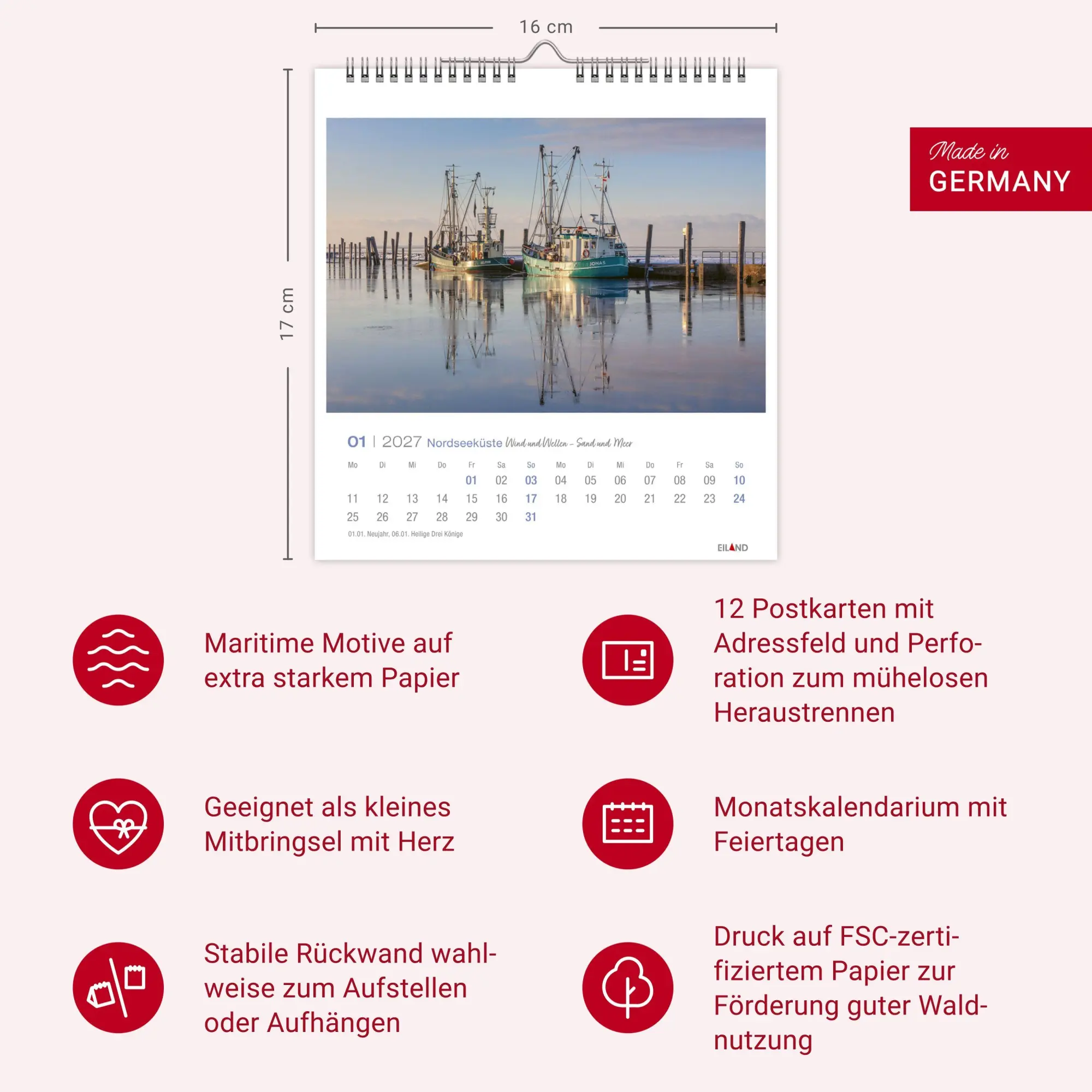 Bild: 9783964024244 | Nordseeküste Postkartenkalender 2027 - Wind und Wellen - Sand und Meer