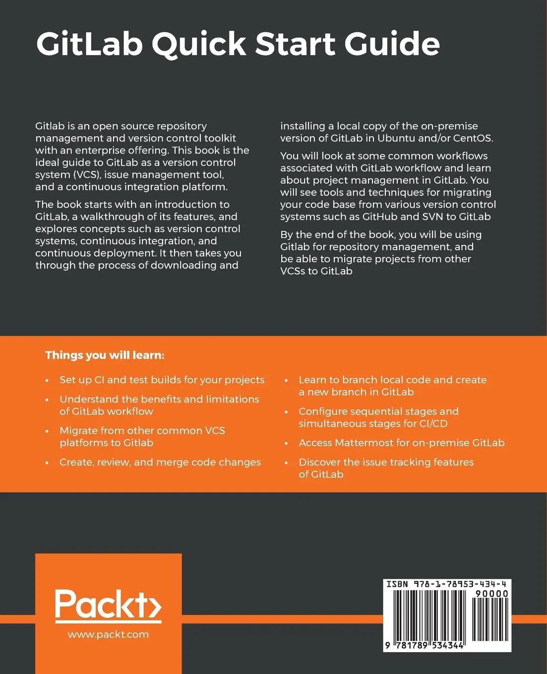 Rückseite: 9781789534344 | GitLab Quick Start Guide | Adam O'Grady | Taschenbuch | Englisch