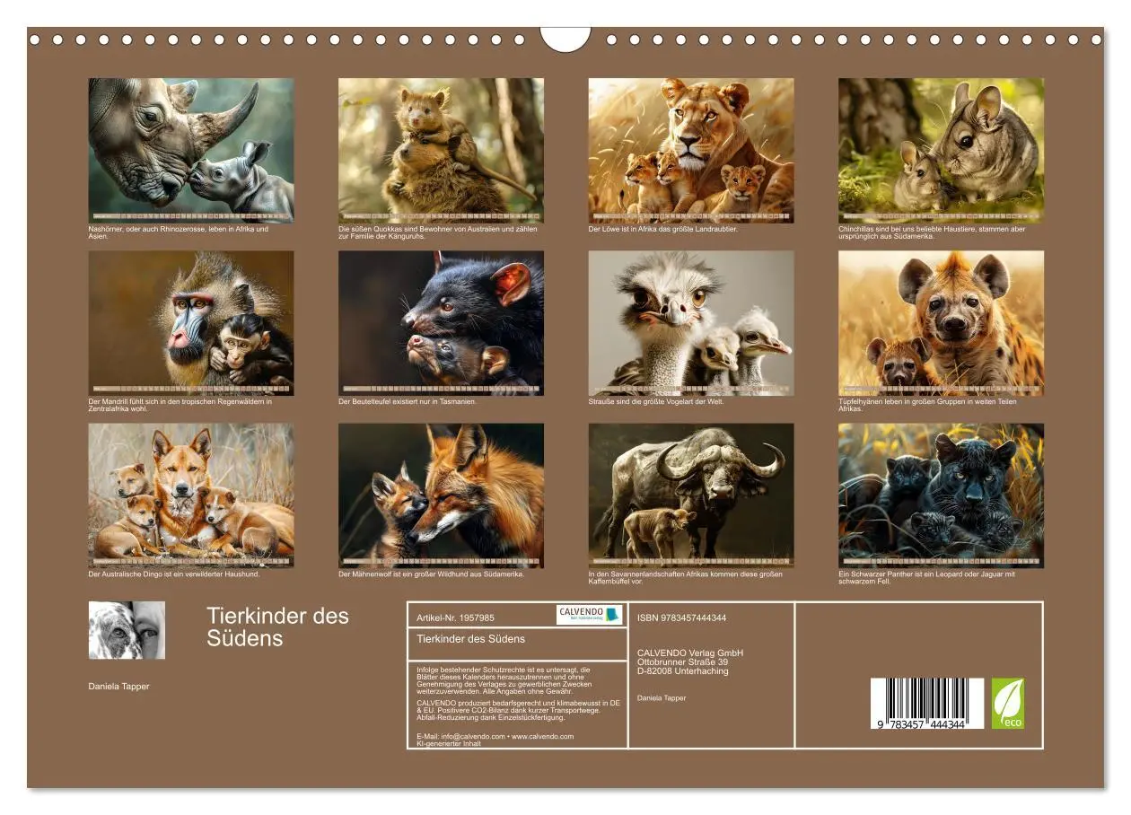 Bild: 9783457444344 | Tierkinder des Südens (Wandkalender 2026 DIN A3 quer), CALVENDO...