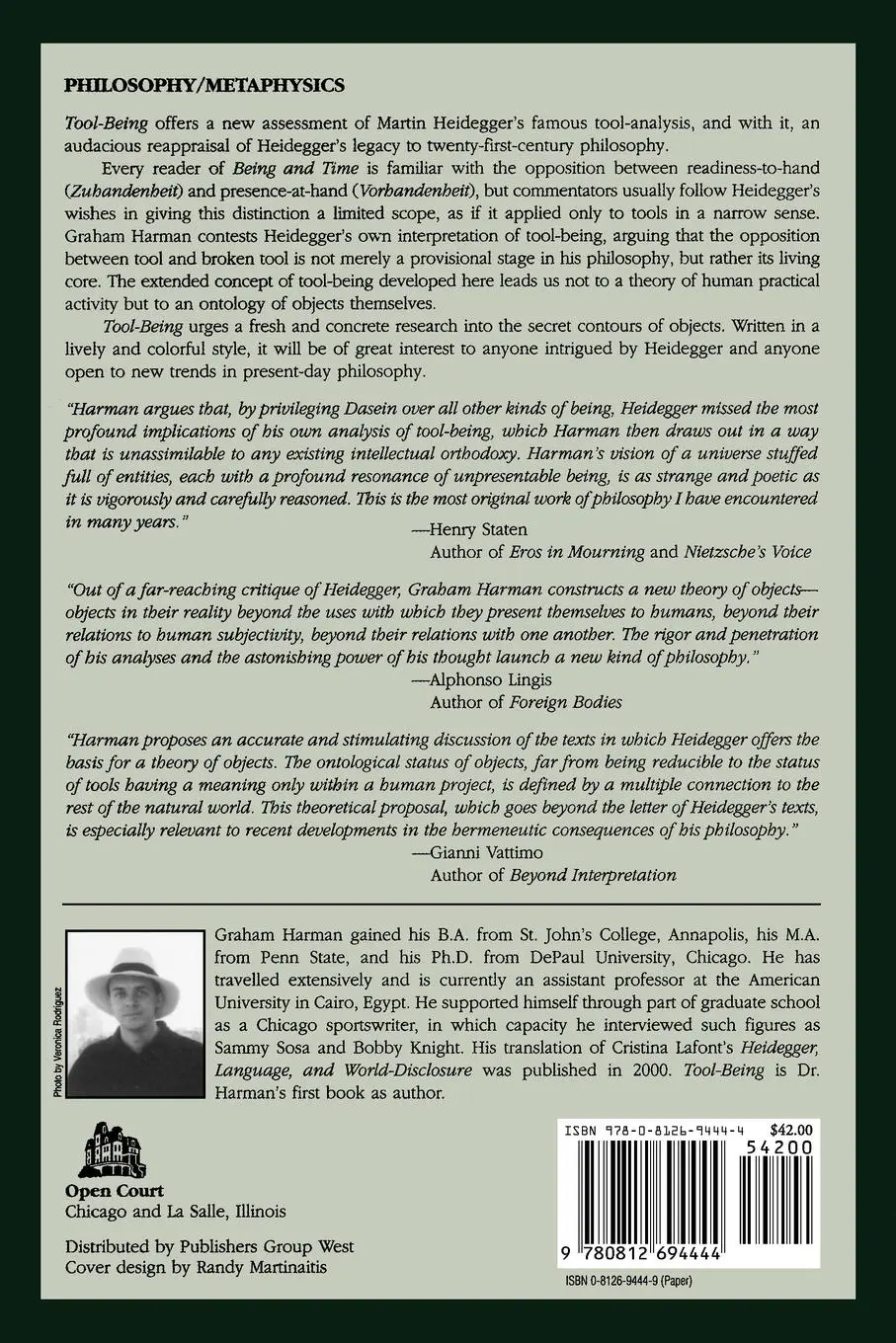 Rückseite: 9780812694444 | Tool-Being | Heidegger and the Metaphysics of Objects | Graham Harman