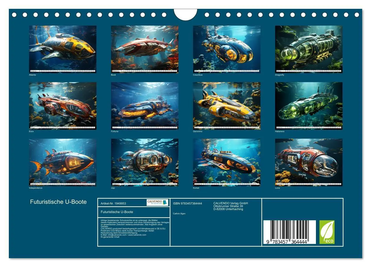 Bild: 9783457364444 | Futuristische U-Boote (Wandkalender 2026 DIN A4 quer), CALVENDO...