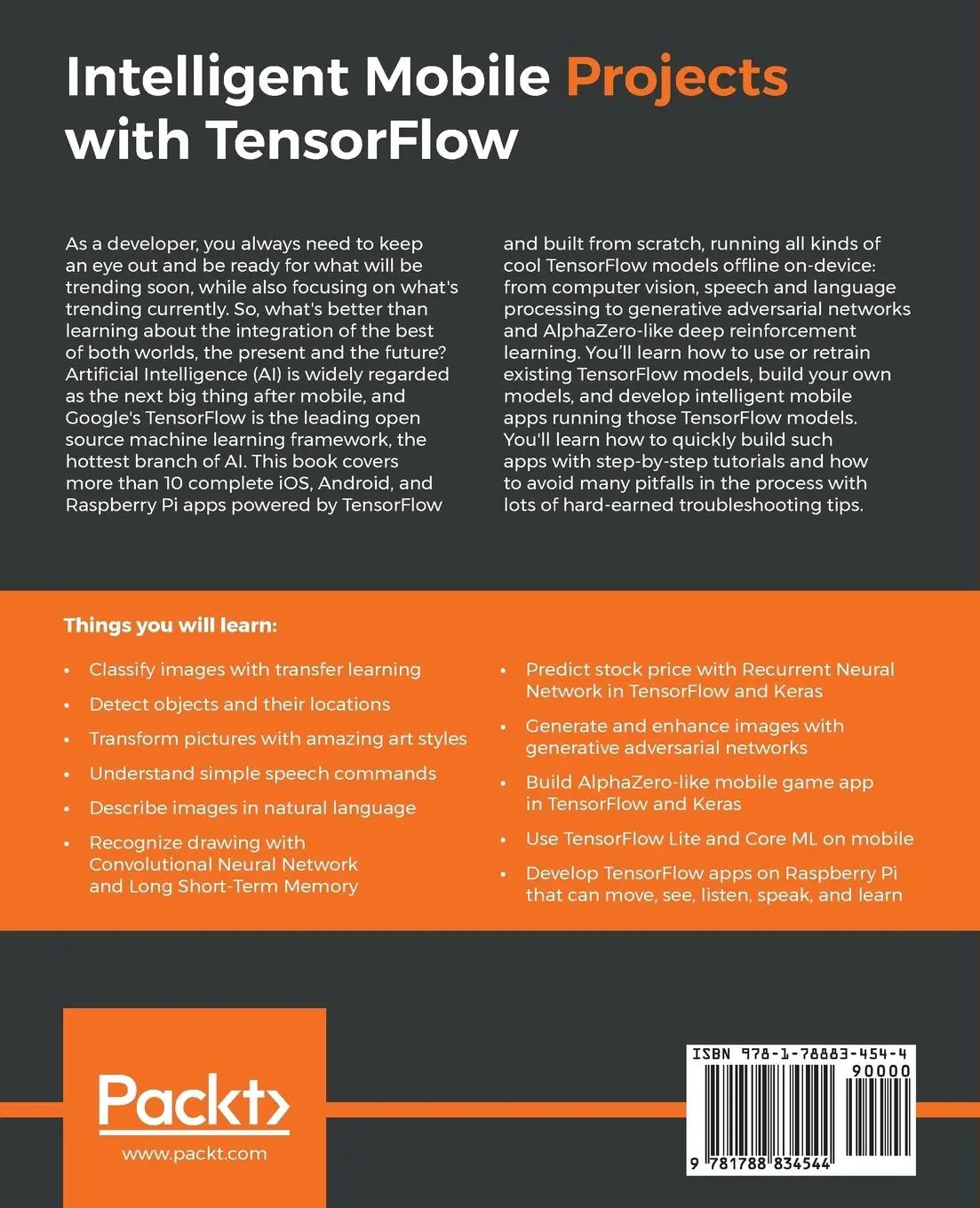 Rückseite: 9781788834544 | Intelligent Mobile Projects with TensorFlow | Jeff Tang | Taschenbuch