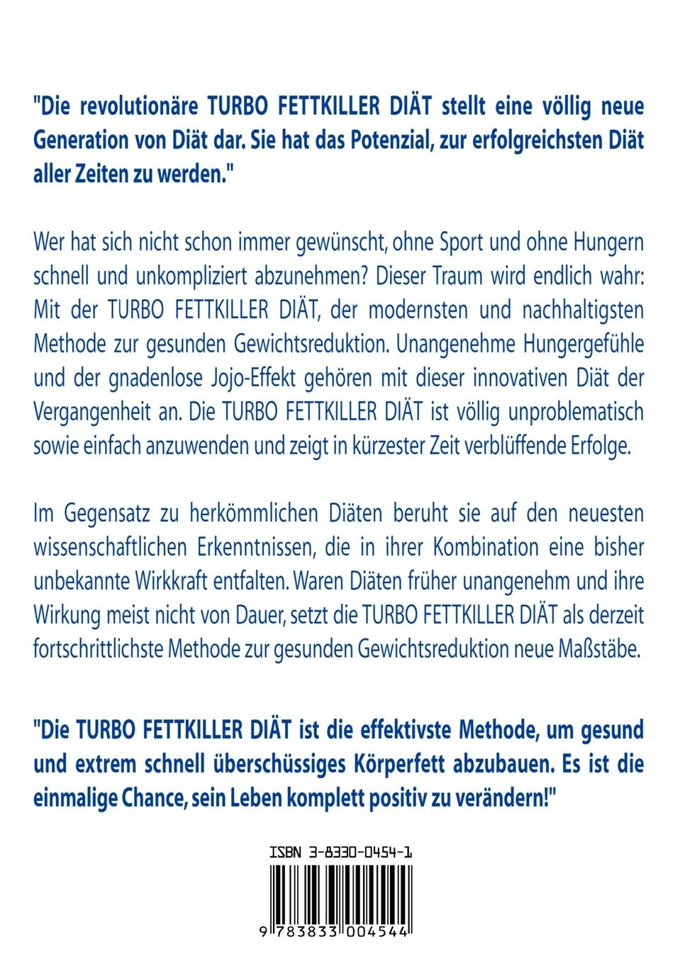 Rückseite: 9783833004544 | Die Turbo Fettkiller Diät | Richard F. Turner | Taschenbuch | 80 S.