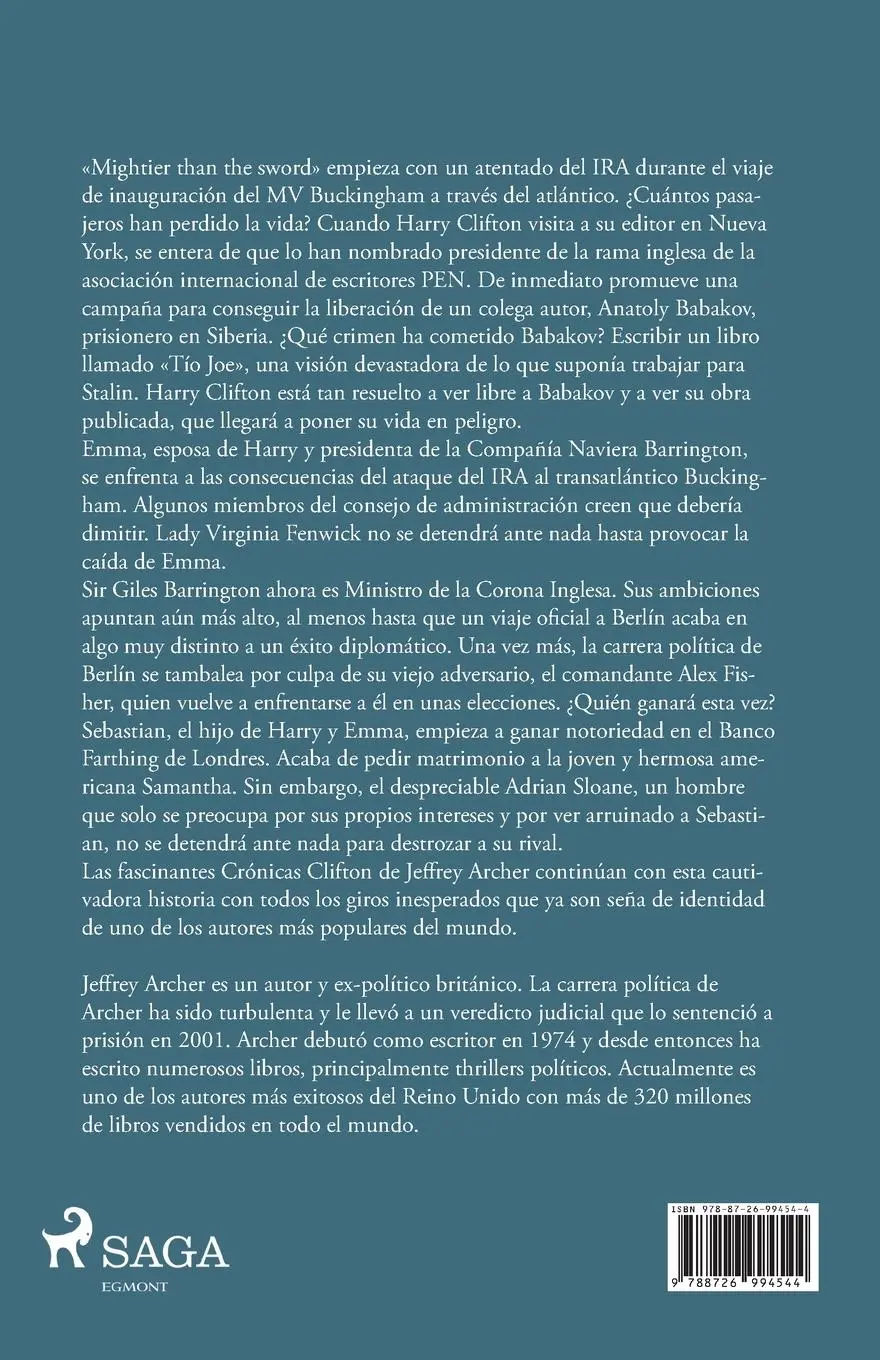 Rückseite: 9788726994544 | Más poderosa que la espada | Jeffrey Archer | Taschenbuch | Paperback
