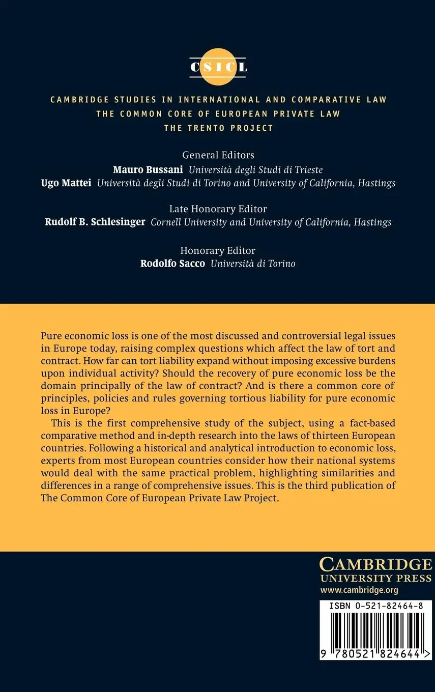 Rückseite: 9780521824644 | Pure Economic Loss in Europe | Mauro Bussani (u. a.) | Buch | Englisch