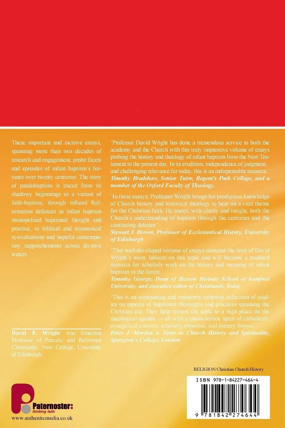 Rückseite: 9781842274644 | Infant Baptism in Historical Perspective | Collected Studies | Wright