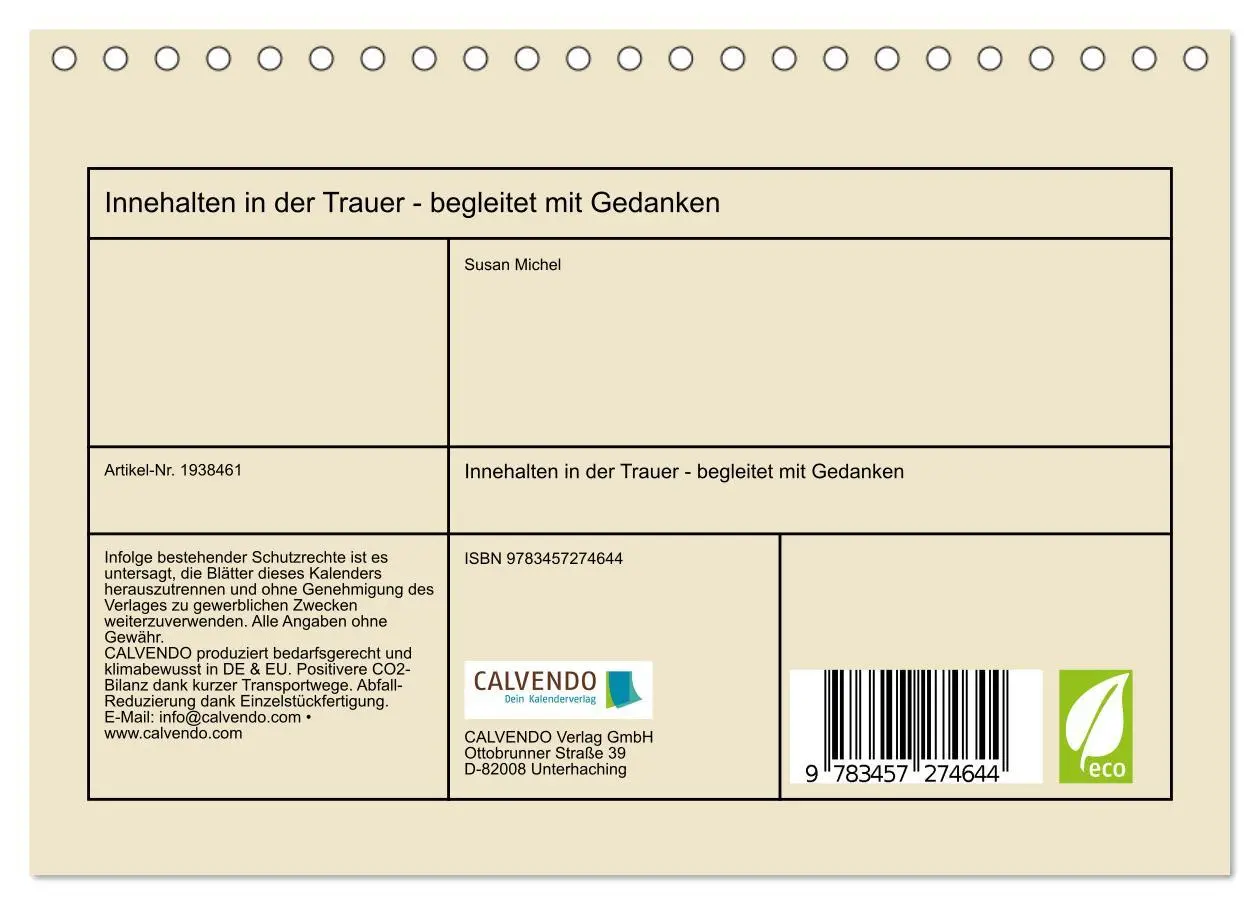 Bild: 9783457274644 | Innehalten in der Trauer - begleitet mit Gedanken (Tischkalender...