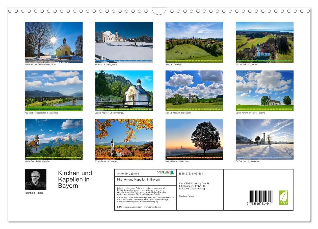 Bild: 9783516814644 | Kirchen und Kapellen in Bayern (Wandkalender 2027 DIN A3 quer),...