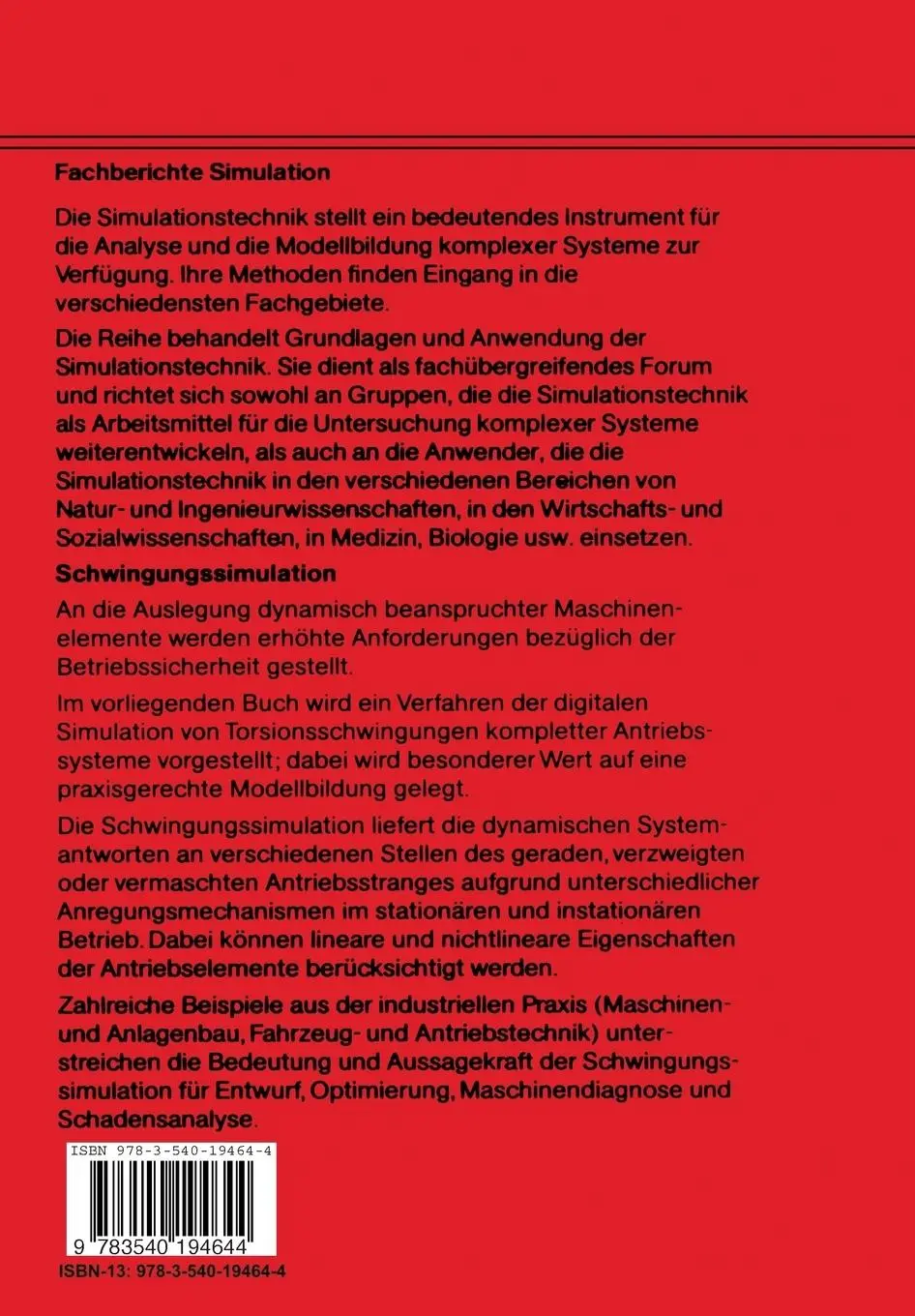 Rückseite: 9783540194644 | Simulation von Antriebssystemen | Andreas Laschet | Taschenbuch | xix