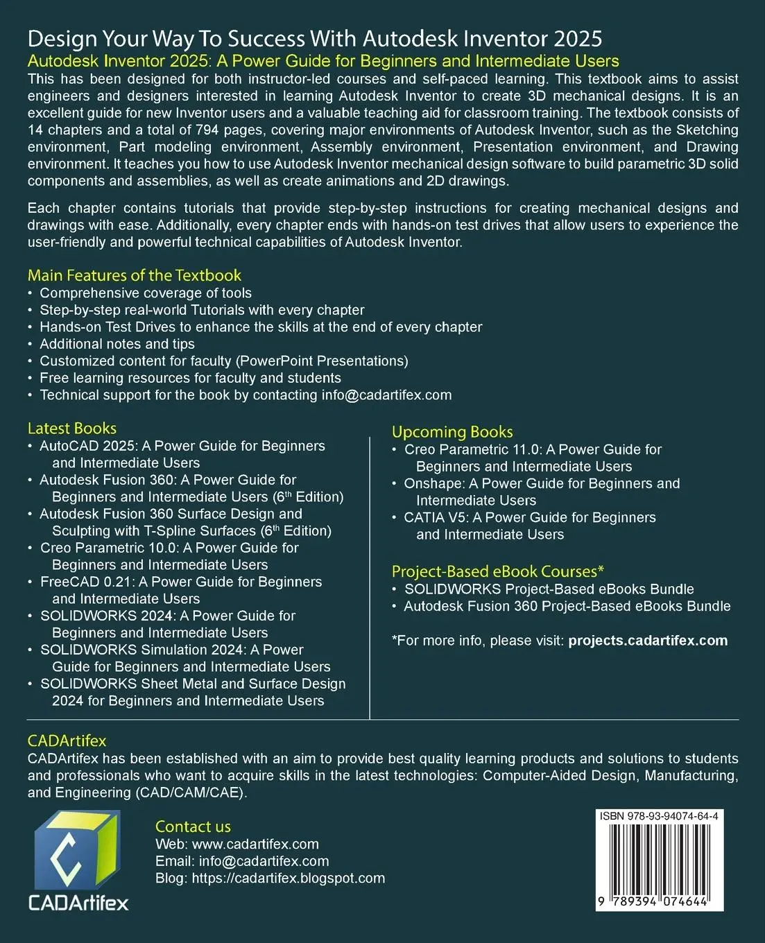 Rückseite: 9789394074644 | Autodesk Inventor 2025 | Cadartifex (u. a.) | Taschenbuch | Englisch