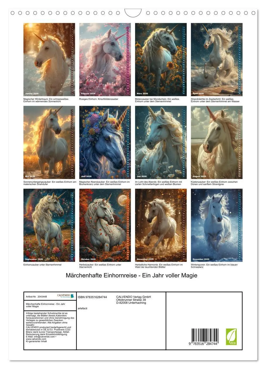 Bild: 9783516284744 | Märchenhafte Einhornreise - Ein Jahr voller Magie (Wandkalender...