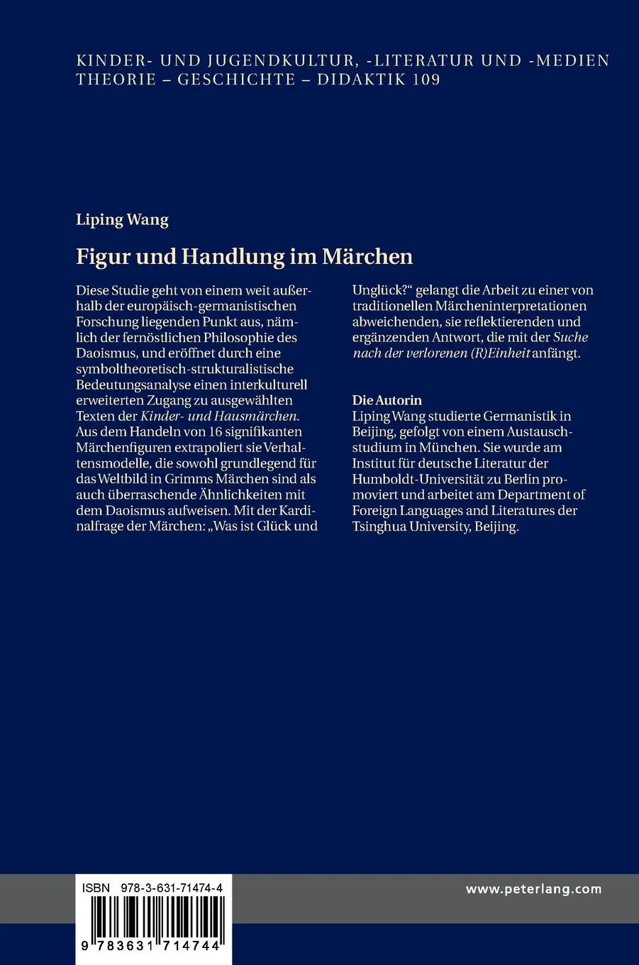 Rückseite: 9783631714744 | Figur und Handlung im Märchen | Liping Wang | Buch | Deutsch | 2017