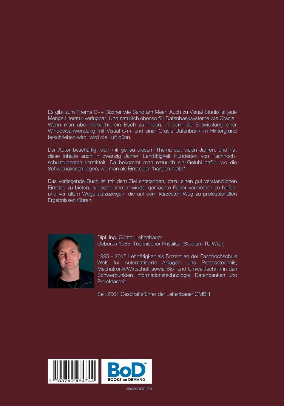 Rückseite: 9783749484744 | Datenbankanwendungen mit VC++ und Oracle | Das Fallenvermeidungsbuch